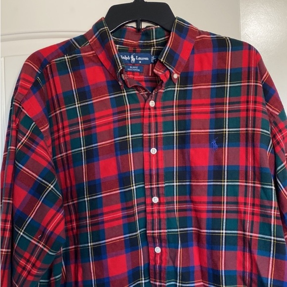 Ralph Lauren Blake Fit Red Plaid Button Down Oxford Shirt Size XL - Picture 1 of 5